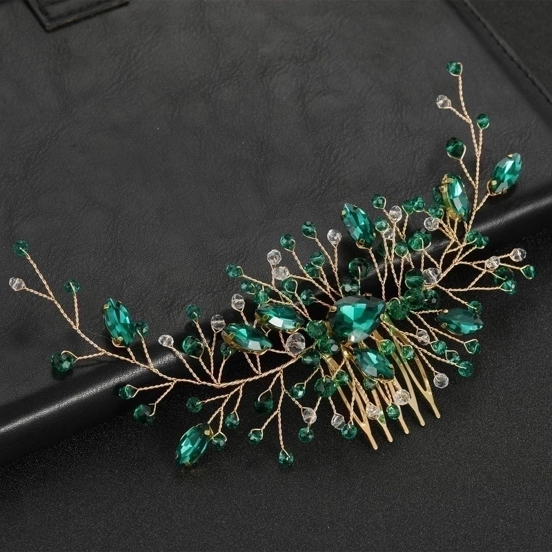 Luxurious Geometric Alloy Inlay Rhinestones Insert Comb
