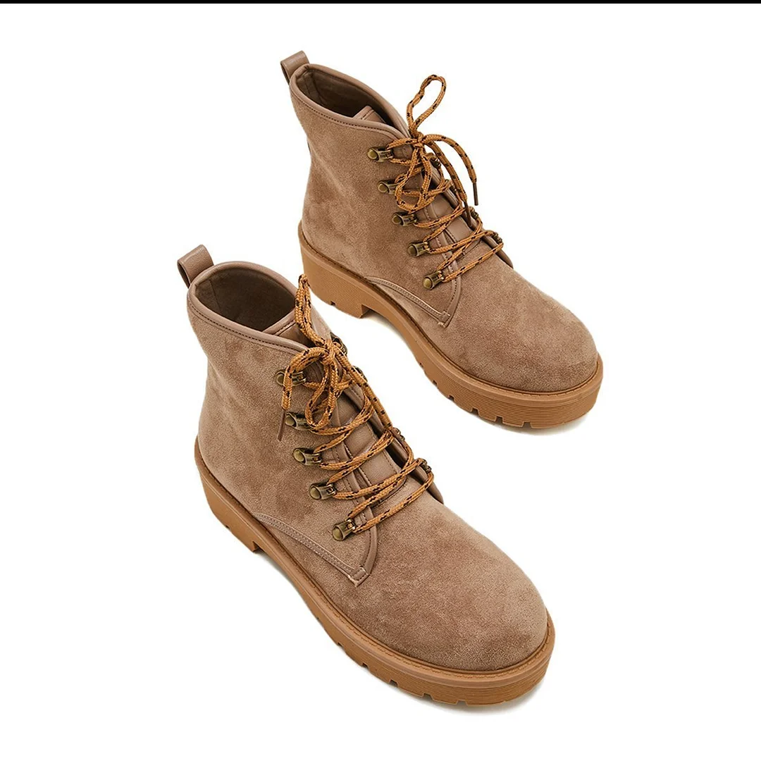 Women Trendy Suede Lace-Up Snow Boots