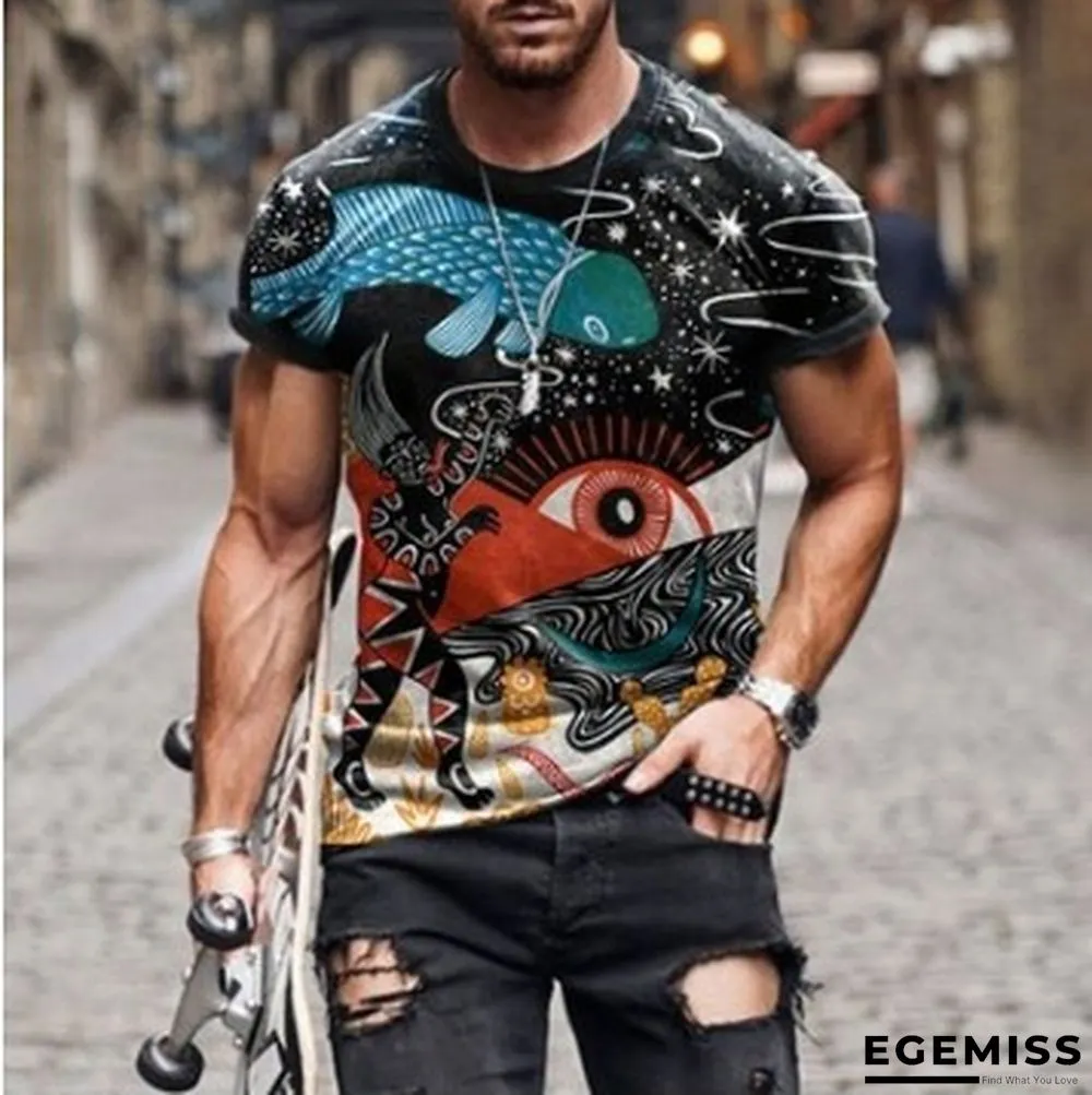 3D Digital Printed Red Hand Men's Casual Loose Short Sleeve T-shirt | EGEMISS
