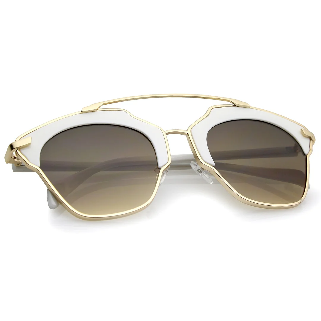 High Fashion Two-Toned Pantos Crossbar Neutral-Colored Lens Aviator glasses 52mm