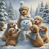 Golden Retriever Snowman-14CT Stamped Cross Stitch 40*40cm tapestrymarket