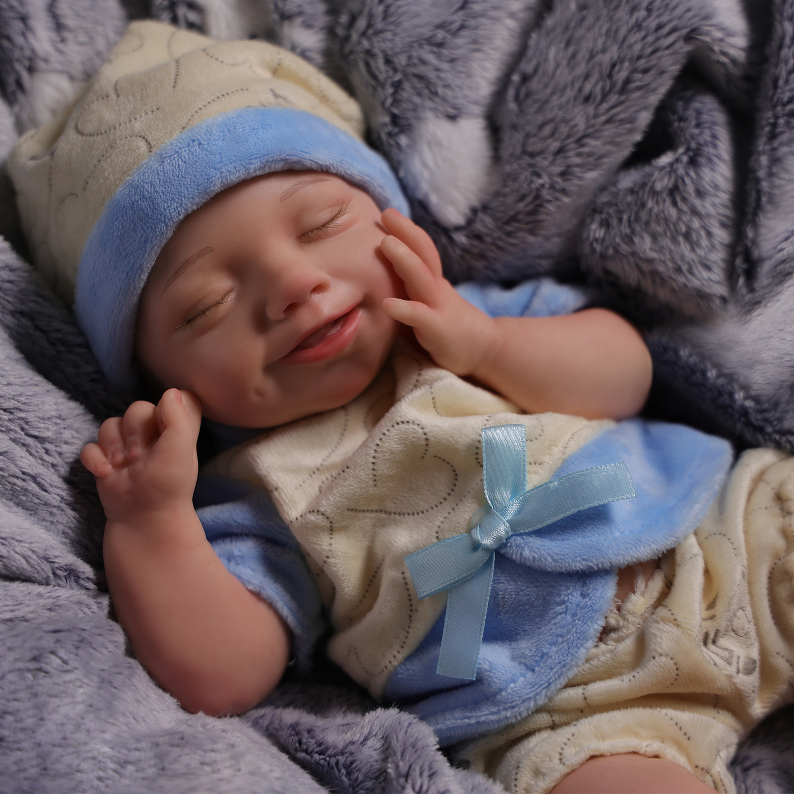 Babeside Olivia 12'' Full Silicone Reborn Baby Dolls Girl or Boy That Look Real Sleeping Smiling Blue