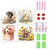 4pcs Diamond Painting -DIY Round Drill Dog Rabbit Panda Elephant