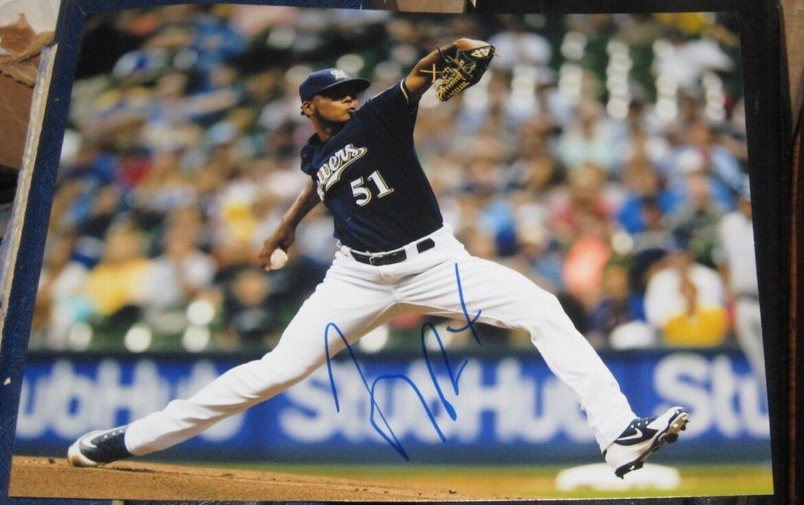 Freddy Peralta Milwaukee Brewers SIGNED AUTOGRAPHED ROOKIE 8X10 Photo Poster painting COA HOT