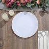 10 Pack | 10" Glossy White Round Plastic Dinner Plates With Gold Rim, Disposable Party Plates