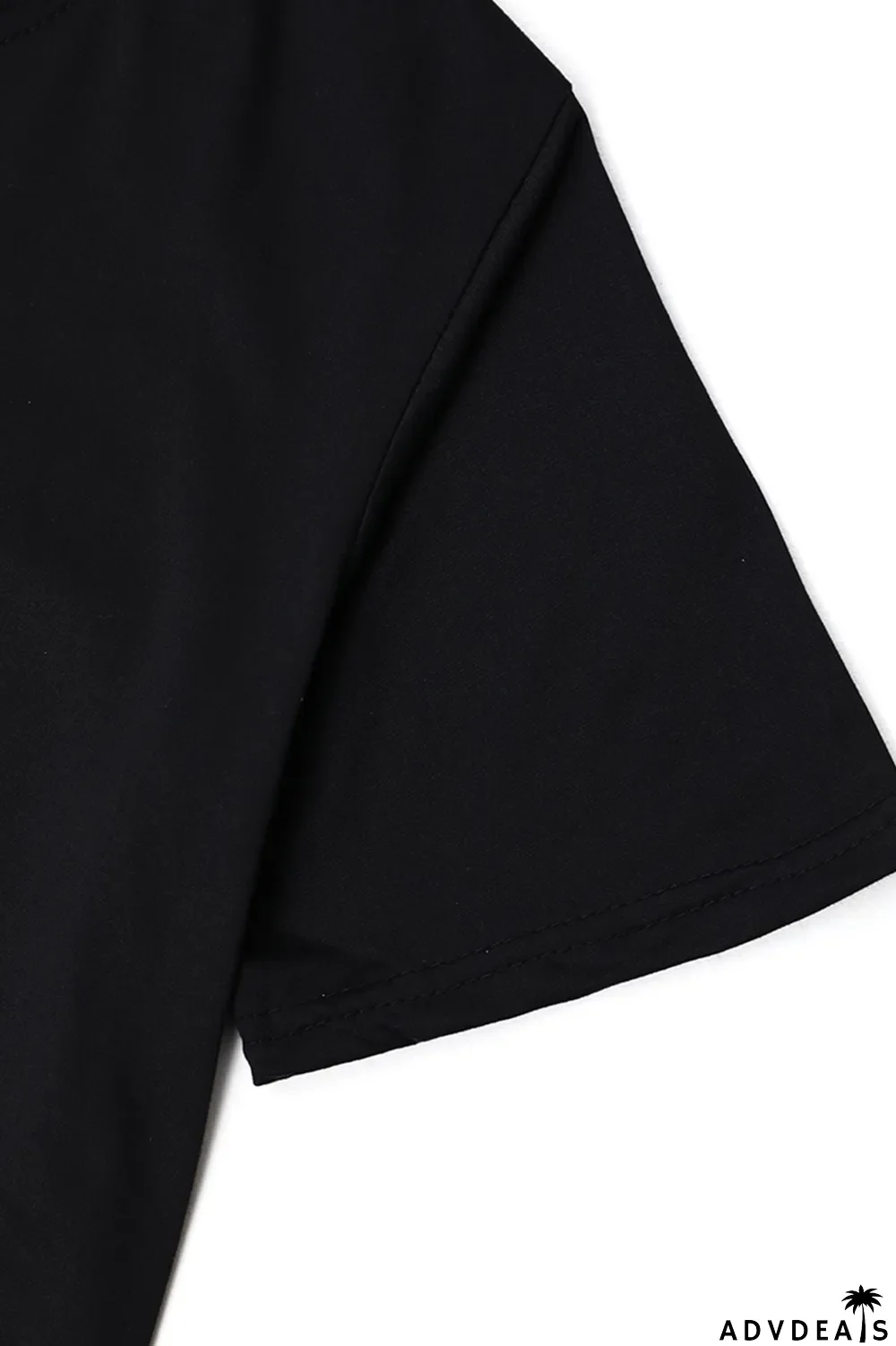 Black Casual Street Print Split Joint Letter O Neck T-Shirts