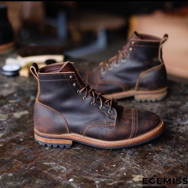 Cow Split Leather Men Boots Comfortable Boots Men Footwear Rubber Ankle Boots Men's Shoes | EGEMISS