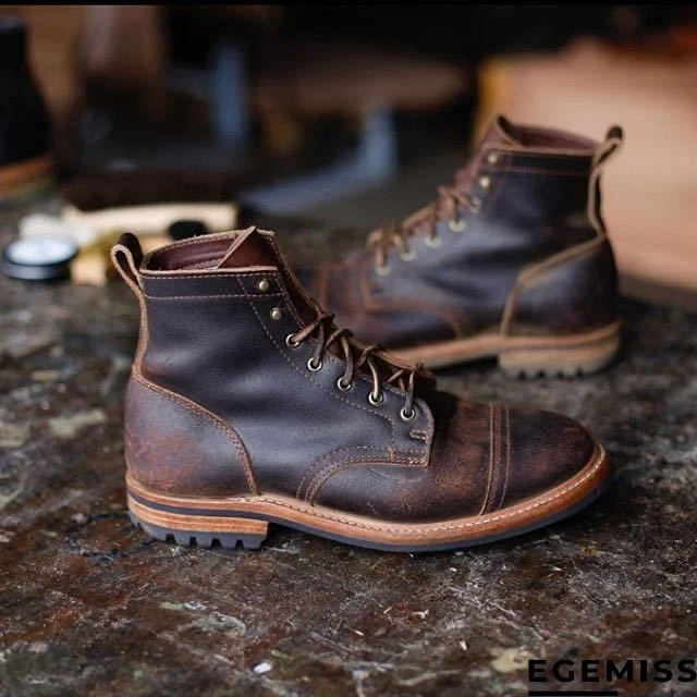 Cow Split Leather Men Boots Comfortable Boots Men Footwear Rubber Ankle Boots Men's Shoes | EGEMISS