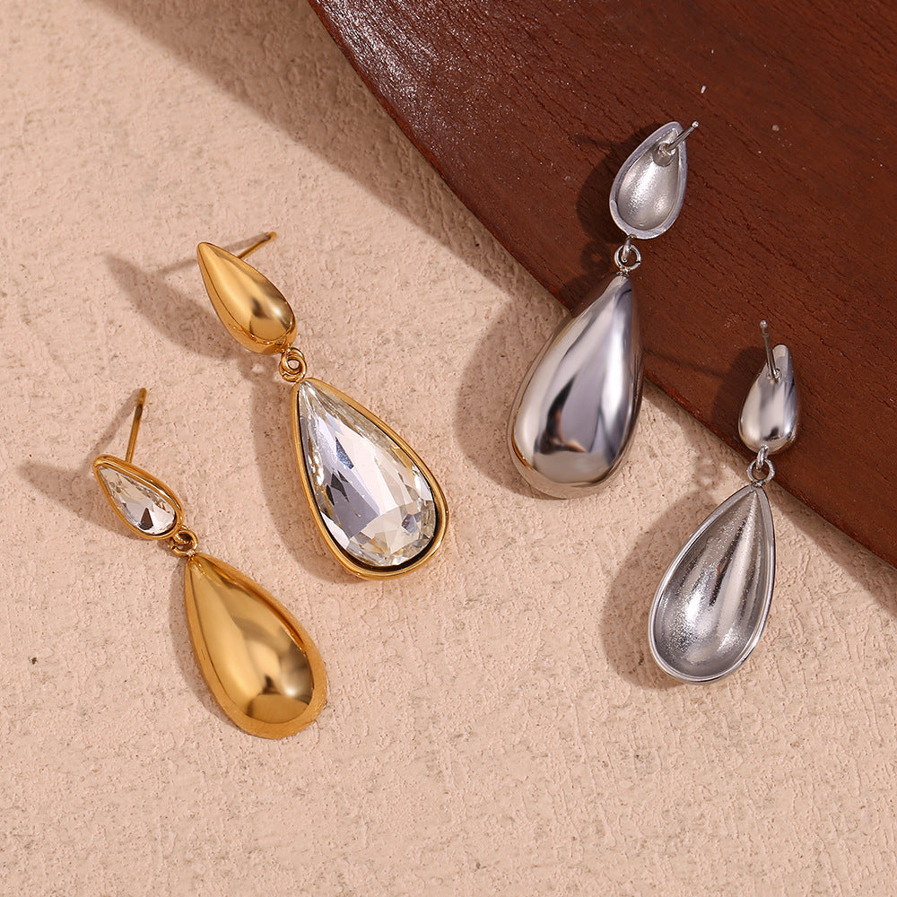 Fashion Circle Droplet Geometric Stainless Steel 18K Gold Plated Stud Earrings