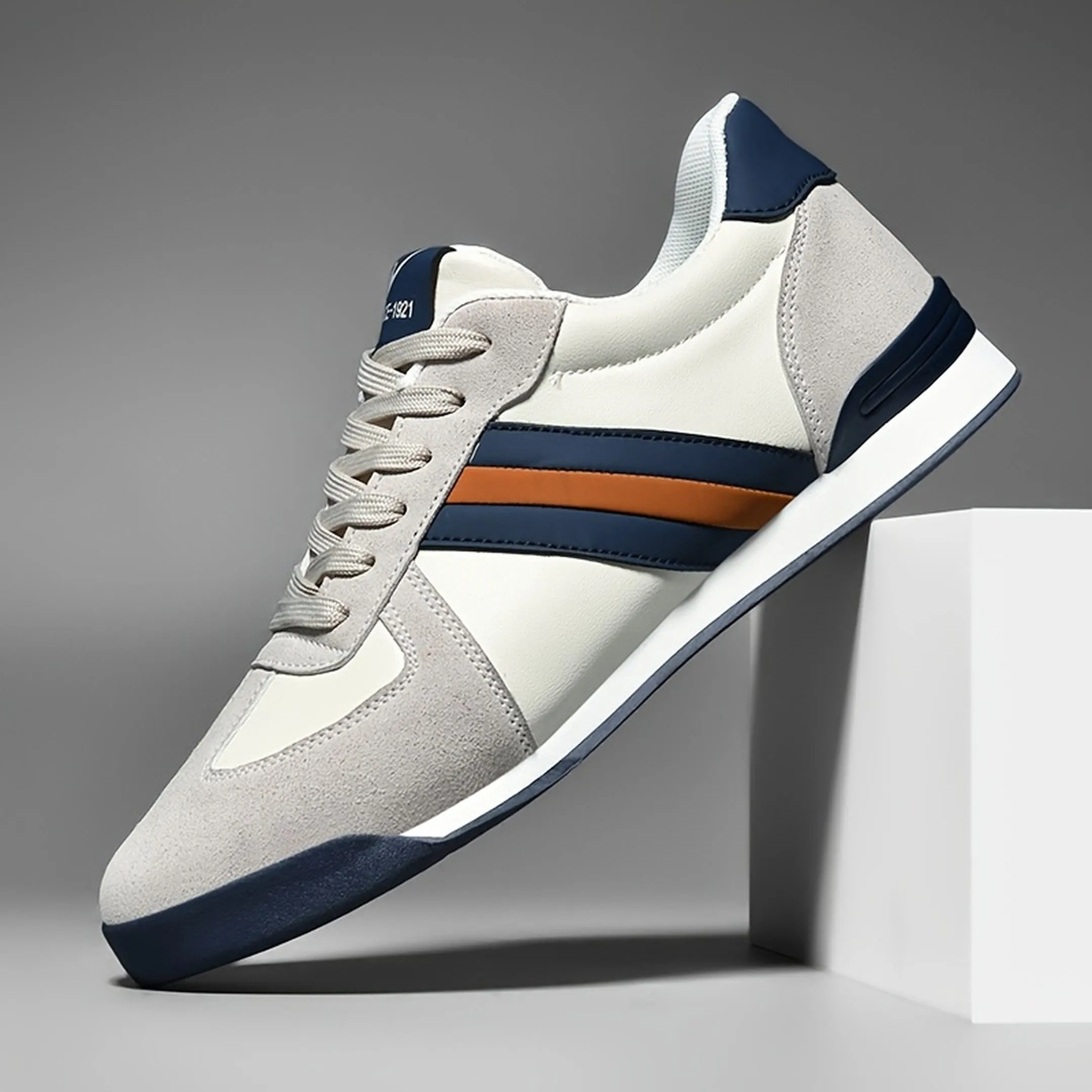 Men's Leather Suede Trainers &ndash; Retro Court Style Casual Shoes
