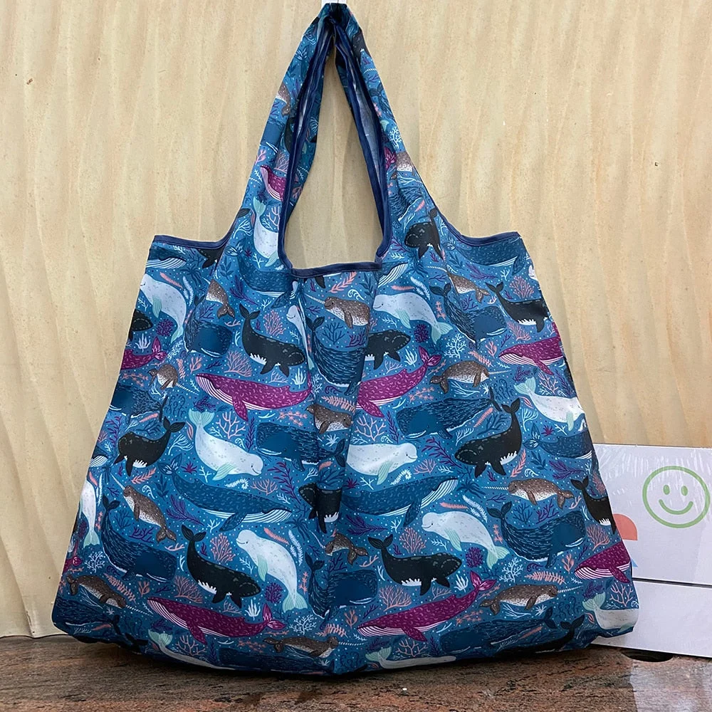 Large Size Heavy Duty Grocery Bag Reusable Supermarket Shopping Bag Handbag Foldable Lady Shoulder Bag Machine Washable Oxford