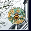 (US Local)DIY Acrylic Single Sided Diamond Painting Hanging Pendant Home Decor (Flower Bees )