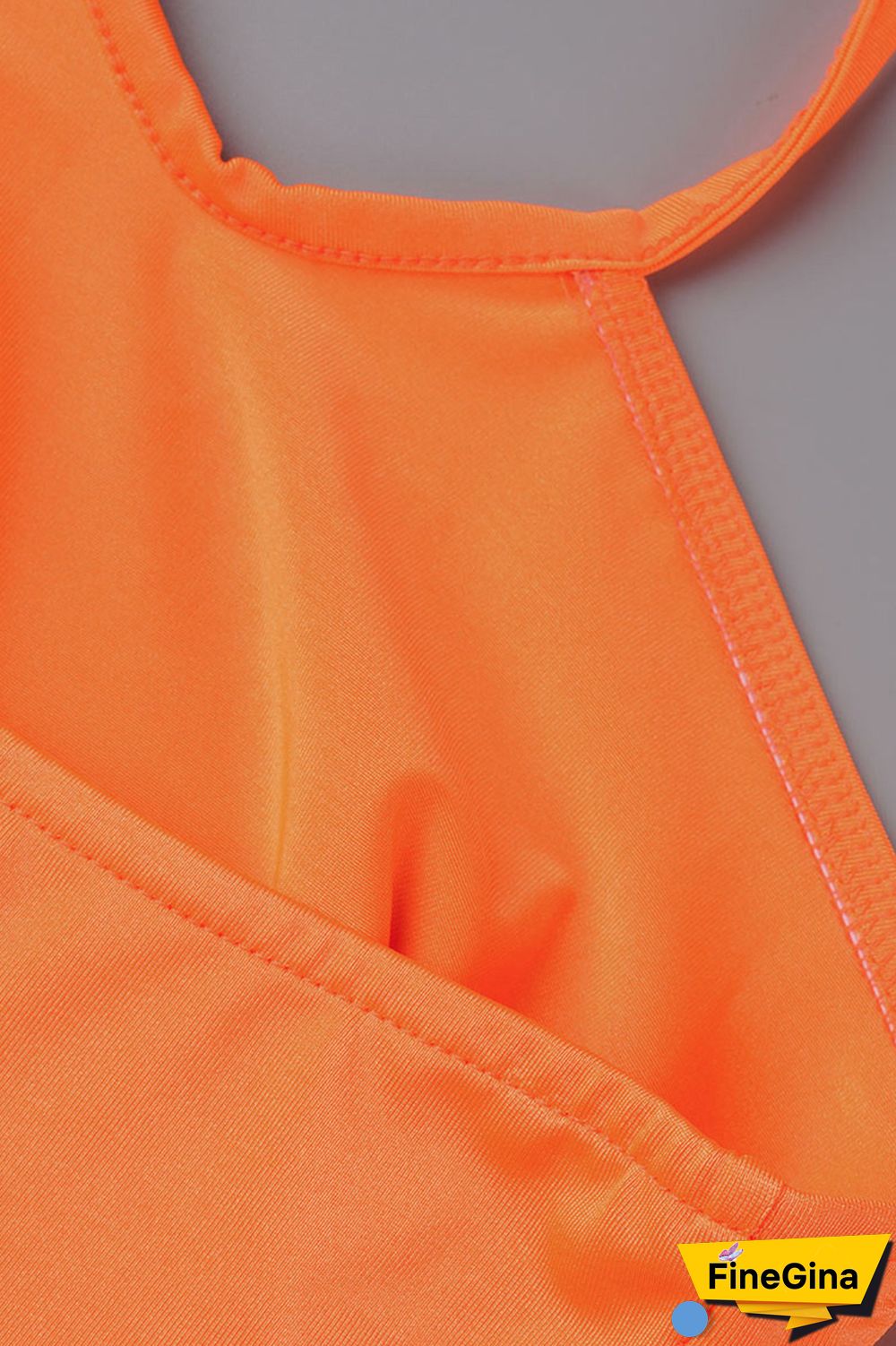 Orange Sexy Solid Backless Spaghetti Strap Skinny Romper