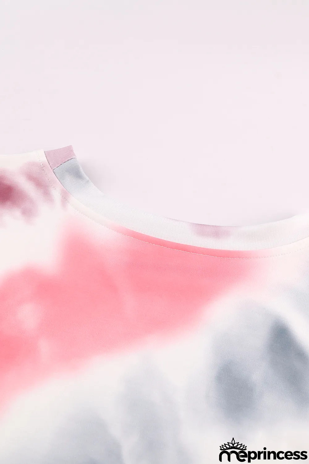 Pink Casual Tie-dye Round Neck Sweatshirt