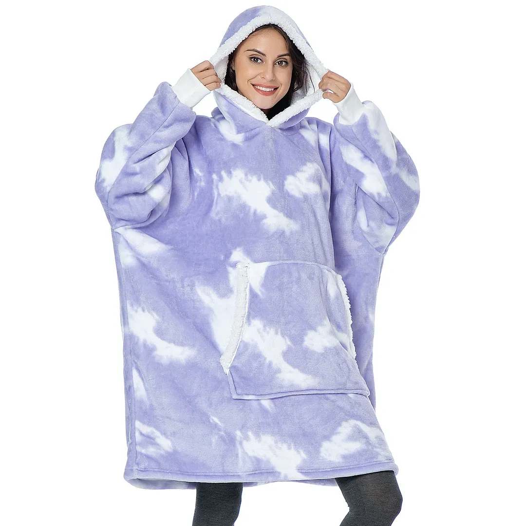 Wearable Blanket Men Women Giant Oversize Hoodie Sweatshirt Sweat Hooded Winter Bathrobe Blanket Sherpa Fleece Outwears