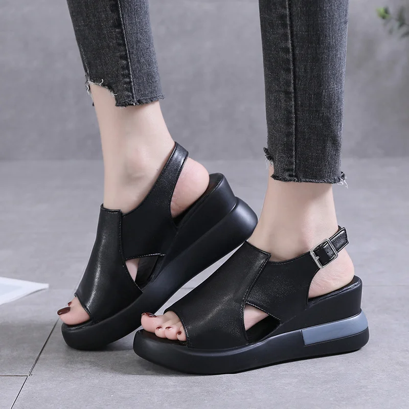 Breakj Breakj Women's Slope Sandals 2023 New Summer Thick-Soled Fish-Mouthed Sandals Large-Size Thick-Sed Women's Shoes
