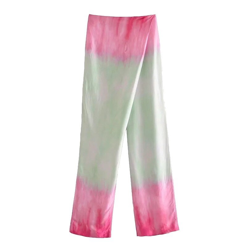 TRAF Women Fashion Tie-Dye Print Loose Cozy Blouses Vintage Long Sleeve Button-up Female Shirts Blusas Chic Tops