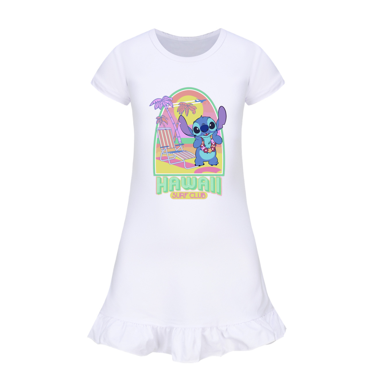 Stitch 100-160 Girls' Short Sleeve Sleep Dress Pajamas Homewear Skirt 2945 -Mayoulove