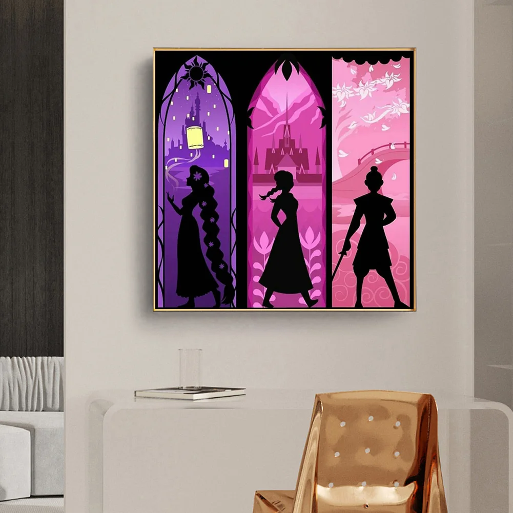 Full Round Diamond Painting 50*50cm - Disney Princess Silhouette