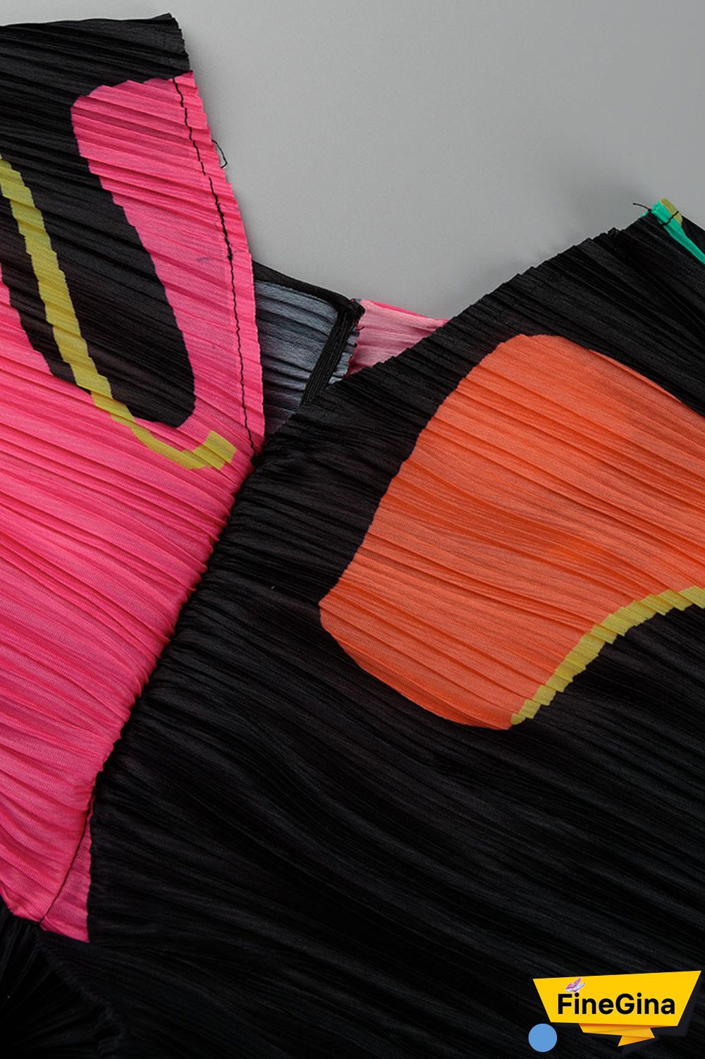 Pink Purple Casual Print Patchwork V Neck Pencil Skirt Plus Size Dresses