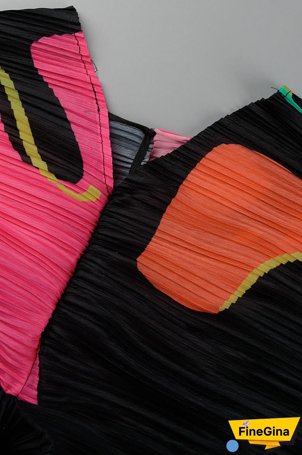 Pink Purple Casual Print Patchwork V Neck Pencil Skirt Plus Size Dresses