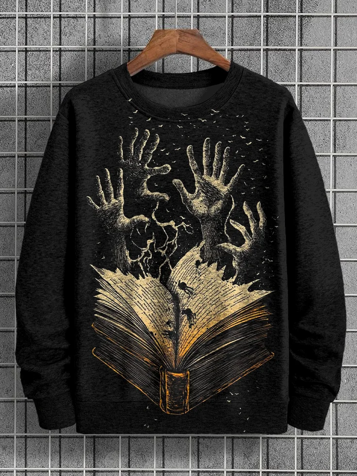 Men's Dark Books Art Print Casual Sweatshirt