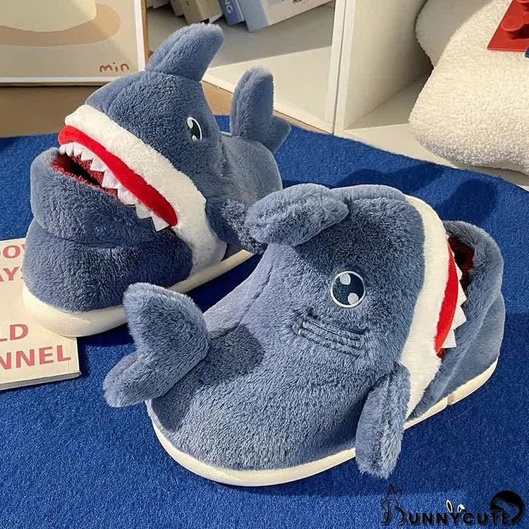 Cute Cartoon Shark Plush Slippers