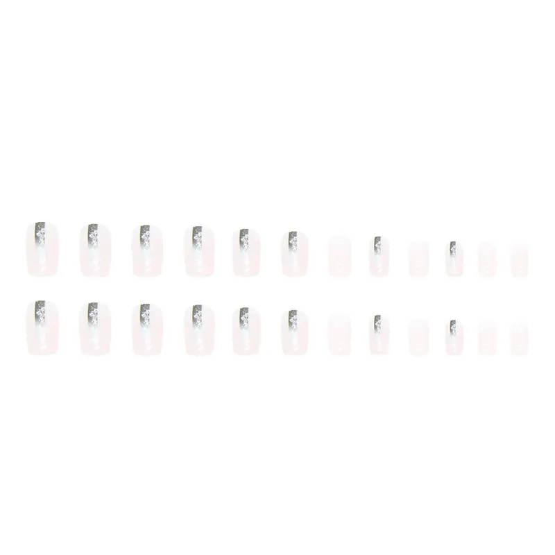 Churchf Churchf European Square Fake Nails Black Gradient Flash Powder Beauty Nail Film Powder Through Fashion Ins Wind Wear Armour