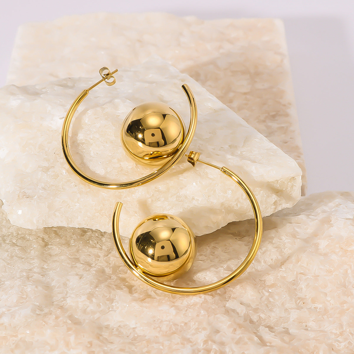 IG Style Sphere Geometric Stainless Steel Electroplating Earrings