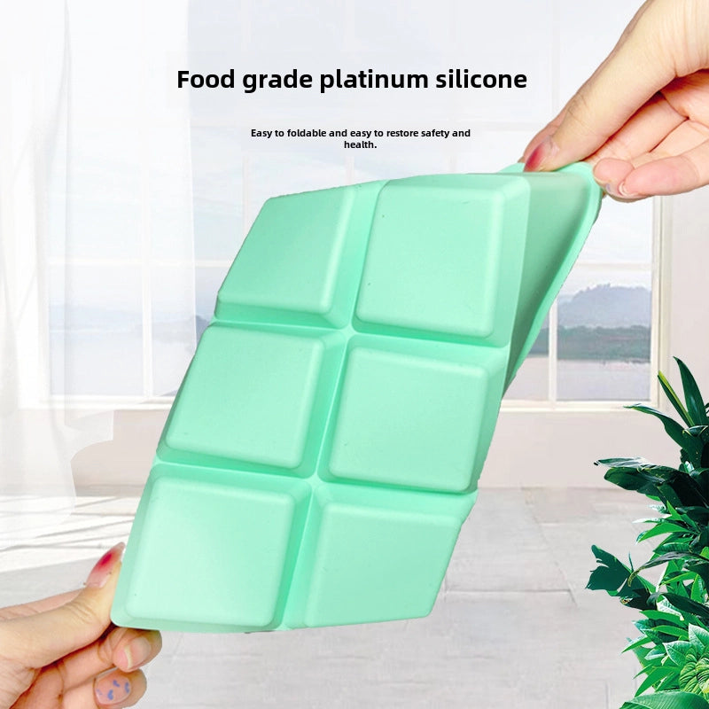 Silicone Large Ice Cube Mold Household Quick Frozen Ice Box Large Size With Lid 6 Holes Square Ice Cube Mold