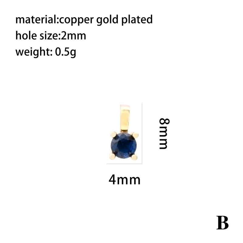 Minimalist Round Copper Plating Inlay Zircon 18k Gold Plated Charms