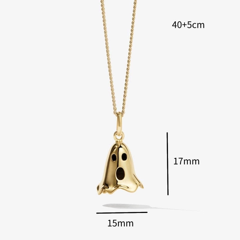 Copper Gold Plated Ghost Pendant Necklace