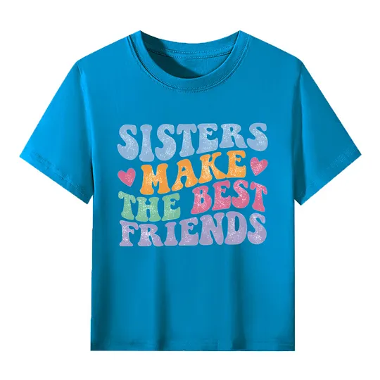 【2Y-13Y】"Sisters Make The Best Friends" Retro Kids' T-Shirt