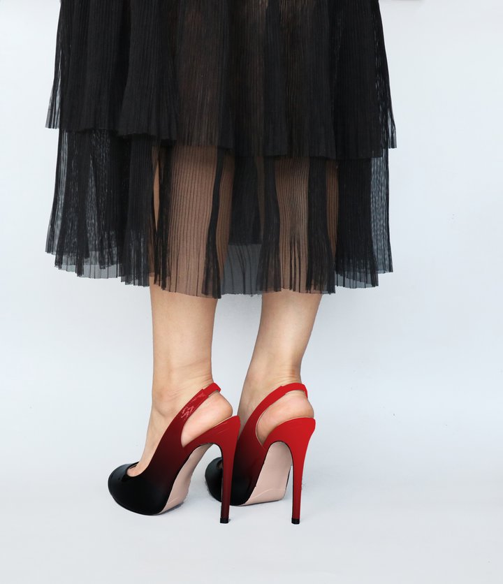 120mm Women's Strap Slingback Sandals Peep Toe Platform Stilettos Patent Heels-MERUMOTE