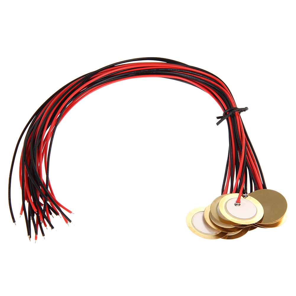 

12pc 27mm Piezos With Leads - Cigar Box Guitar Pickups Drum Triggers, 501 Original