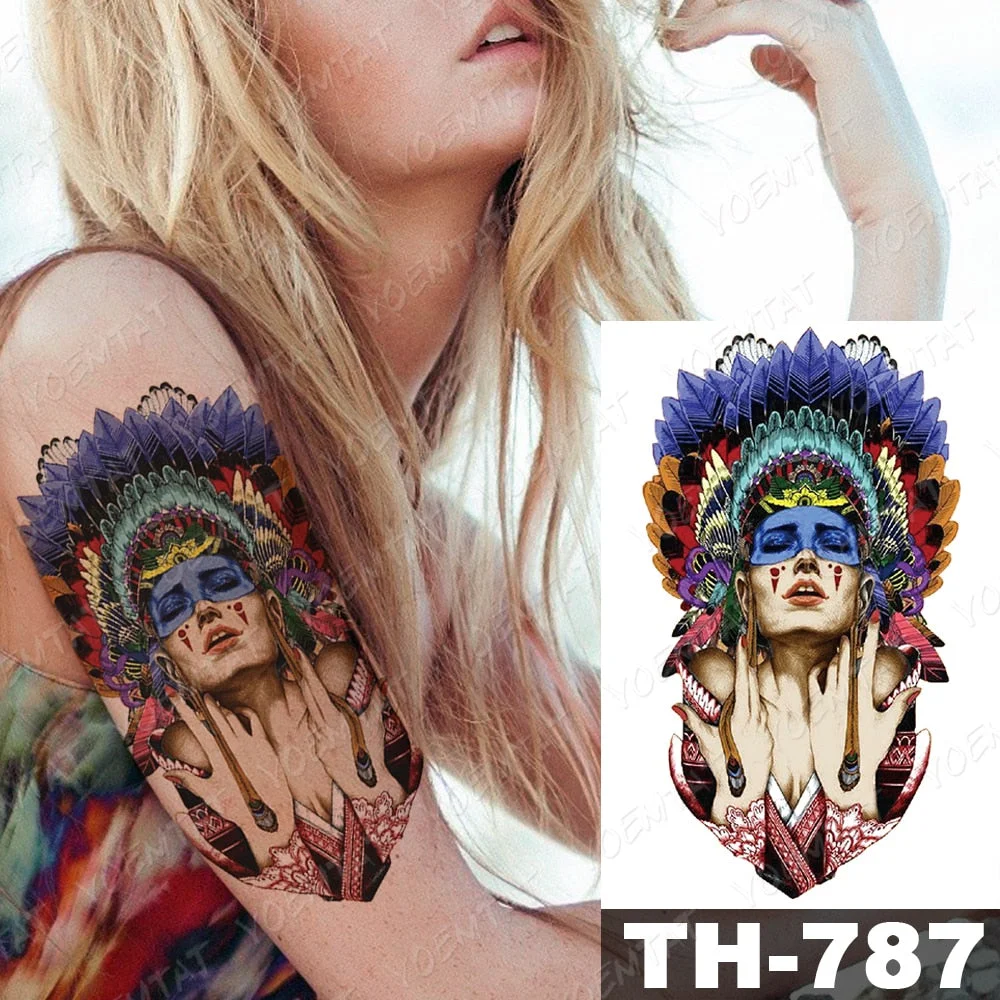 Waterproof Temporary Tattoo Stickers Fox Dragon Wolf Monster Old School Lotus Peony Flash Tatto Women Men Body Art Fake Tattoos