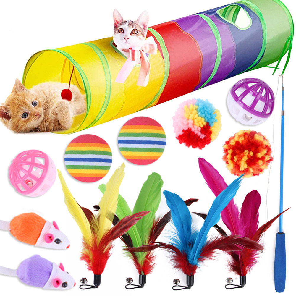 

14pcs Cat Tunnel Toys Set Funny Pet Puzzle Collapsible Channel Playing Tube, 501 Original