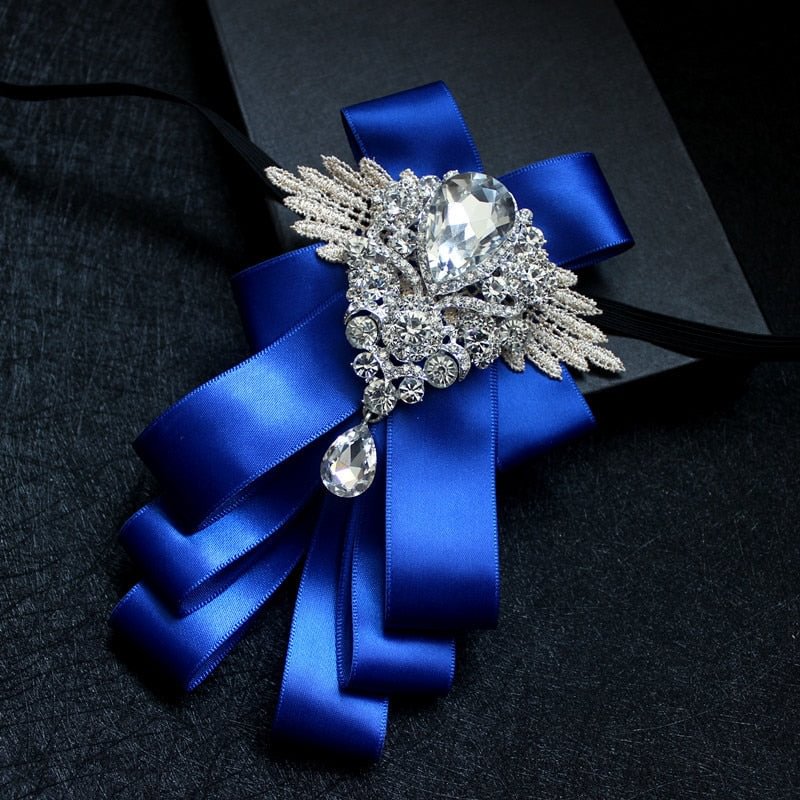 High-grade Handmade Diamond British Style Bow Ties Groom Groomsman Dress Suit Rhinestone Bowtie for Men Wedding Accessories