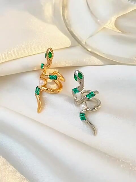 Copper and Gold Plated Snake Zirconia Earrings