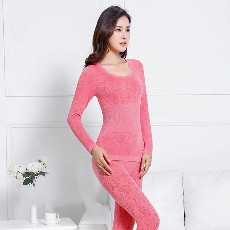 Thermal Underwear Women O-Neck Lace Thin Soft Warm Simple Abdomen Slim Tight Womens All-match Solid Breathable Cotton Trendy