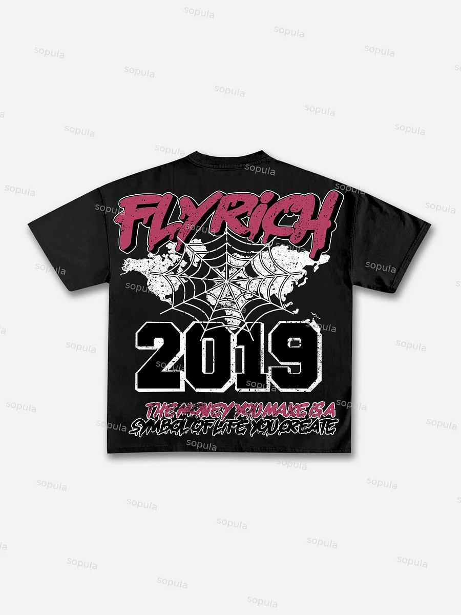 Y2K Vintage FlyRich 2019 World Graphic Cotton T-Shirt