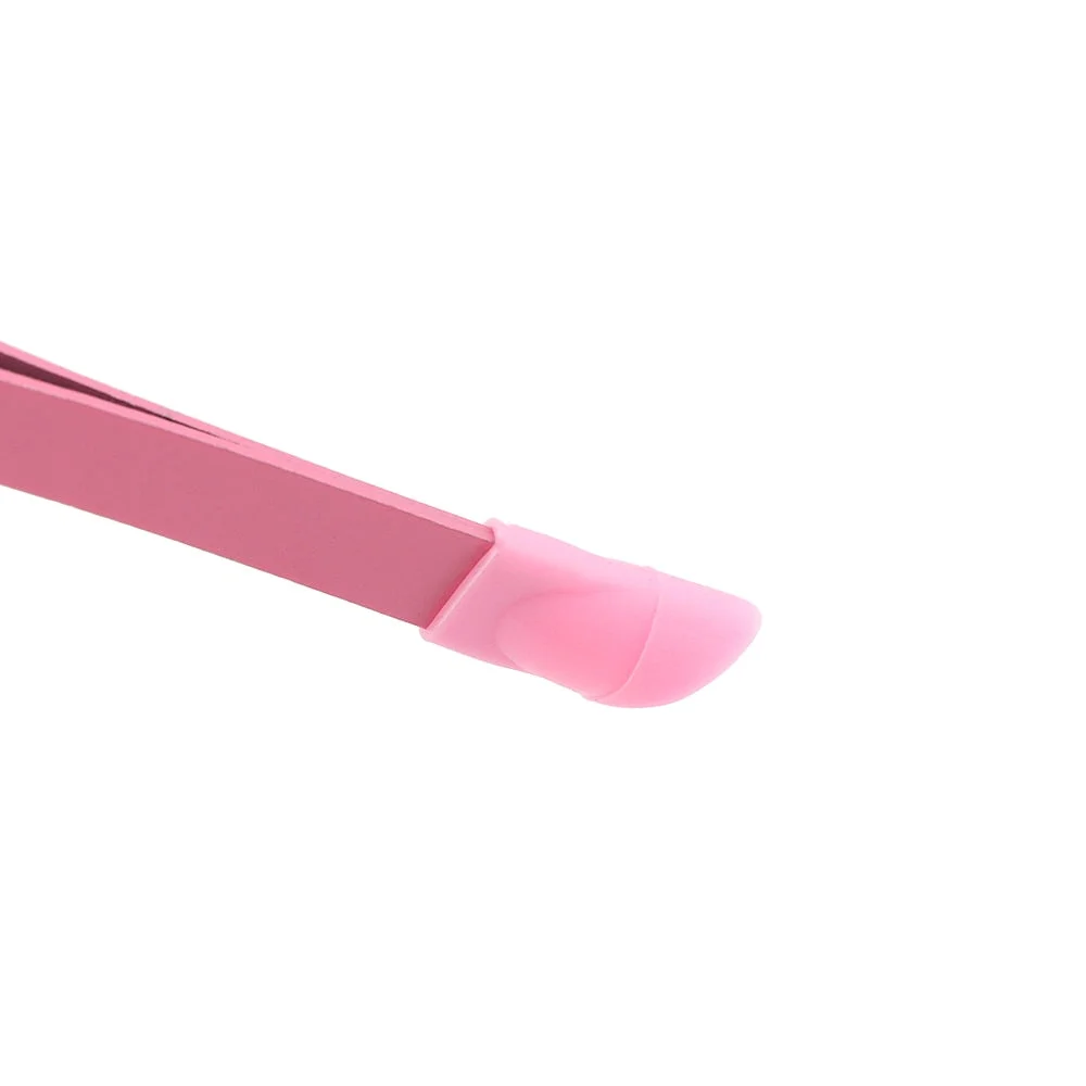 1pc 2 heads Straight Nail Tweezers with Silicone Pressing Head for 3D Sticker Rhinestones Water Sticker Picker Metal Nails Tools