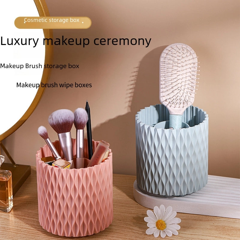 360 Rotating Large Capacity Makeup Brush Bucket Portable Brush Storage Box Tube Lipstick Eyebrow Pencil Eye Shadow Brush Dustproof Pen Holder