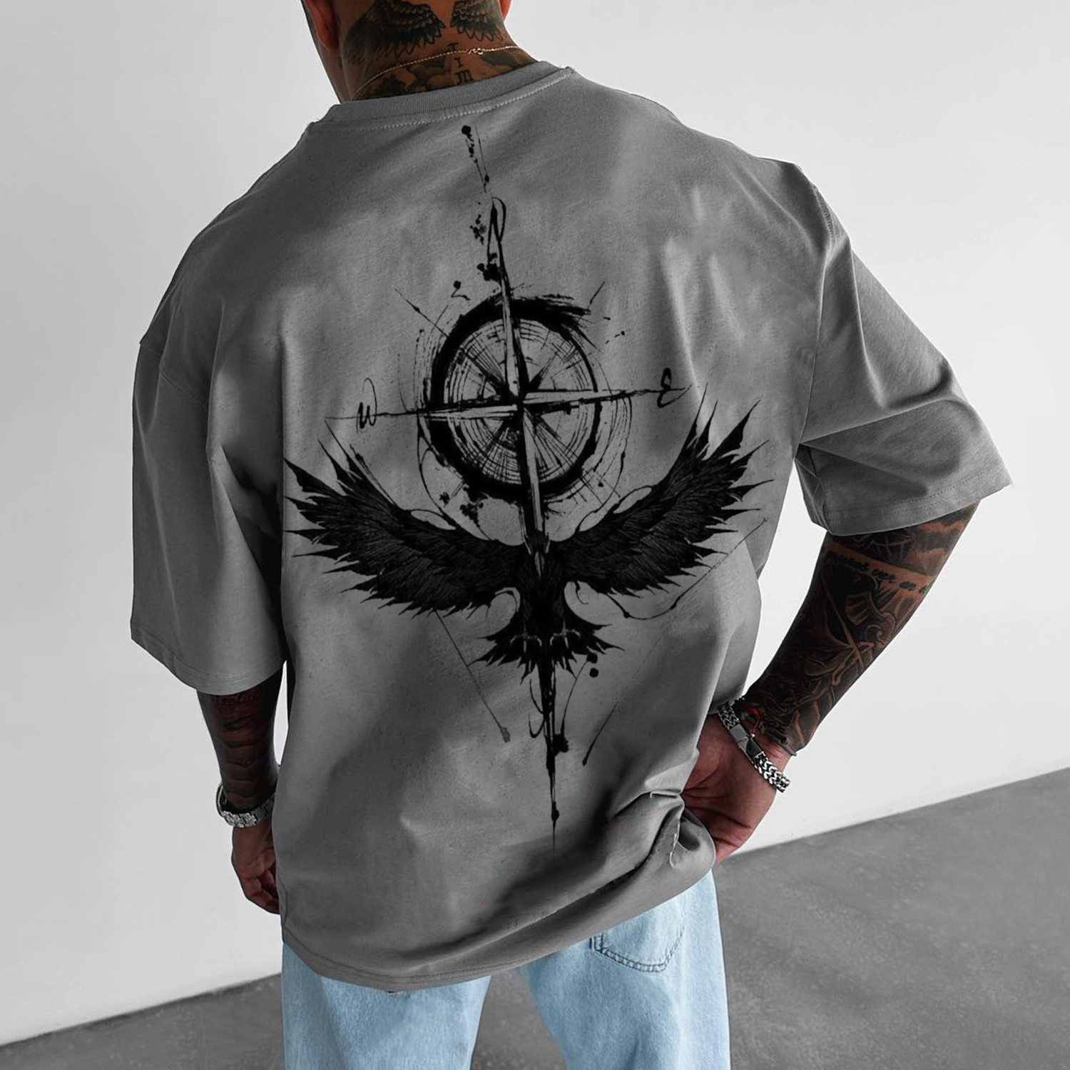 Men's Religious Totem Printed T-shirt / TECHWEAR CLUB / Techwear