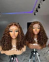 5x5 Lace Closure Wig Curly Wig 20inches Brown Hair Pre Plucked Human Hair Wig