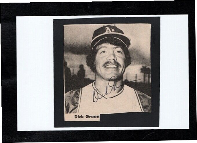 DICK GREEN-OAKLAND A'S AUTOGRAPHED Photo Poster painting ON 4X6 CARD