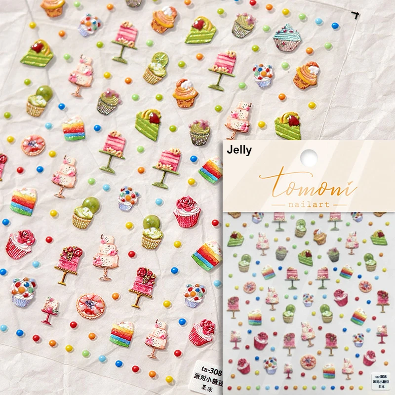 Shiny Cherry Strawberry Star Pudding Sundae Ice Cream Cones Jelly Self Adhesive Nail Art Sticker Summer Manicure Decal Wholesale