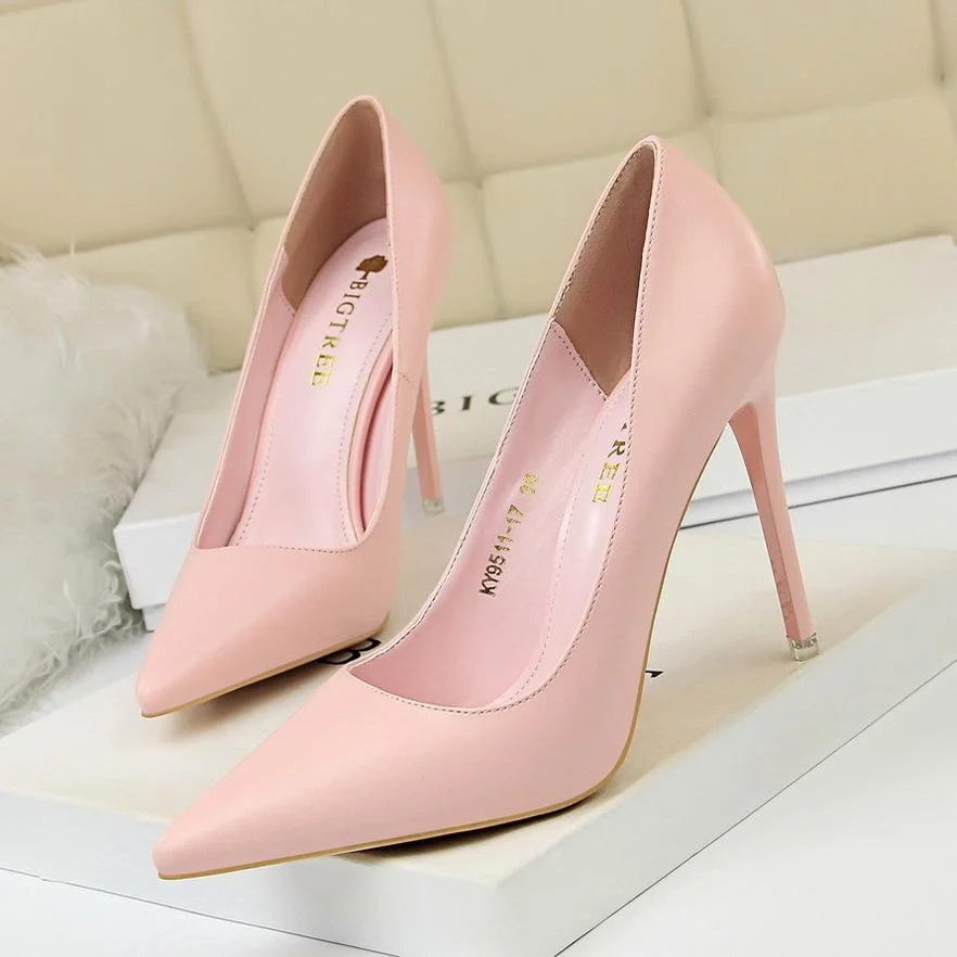Fashion simple stiletto high-heeled shallow pointy shoes