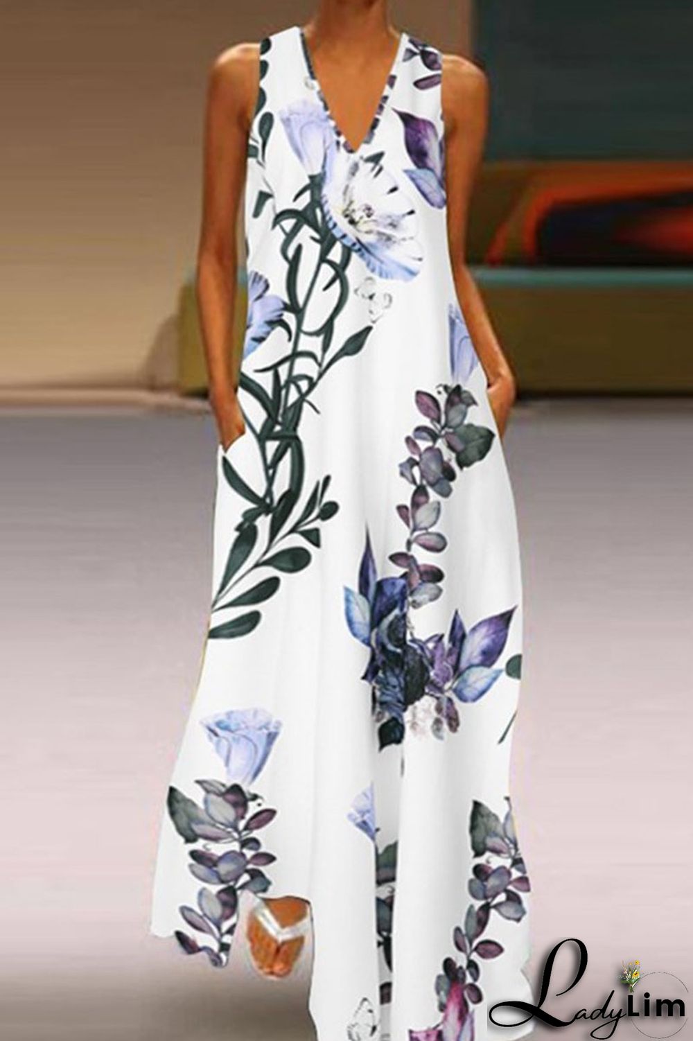 Yellow Casual Elegant Print Patchwork V Neck A Line Dresses