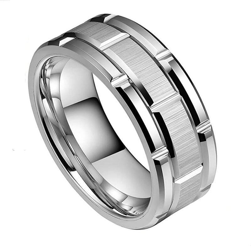 Baosheng Supply 8mm Titanium Steel Ring Groove Three-in-one Combination Men’s Stainless Steel Fashion Ring